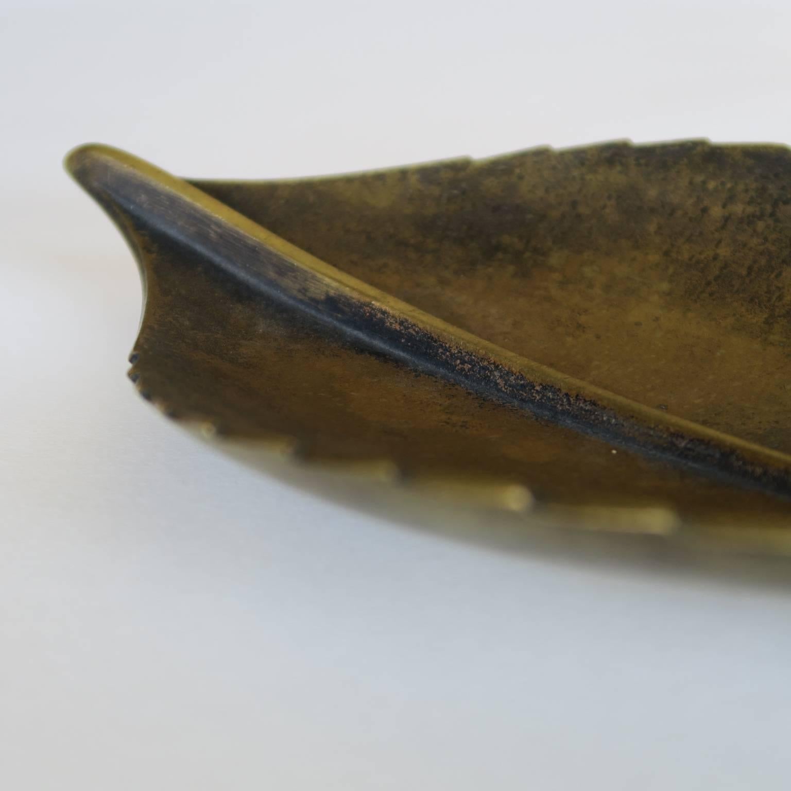 Mid-20th Century Large Solid Brass Leaf Sculpture by Carl Auböck, 1930s For Sale