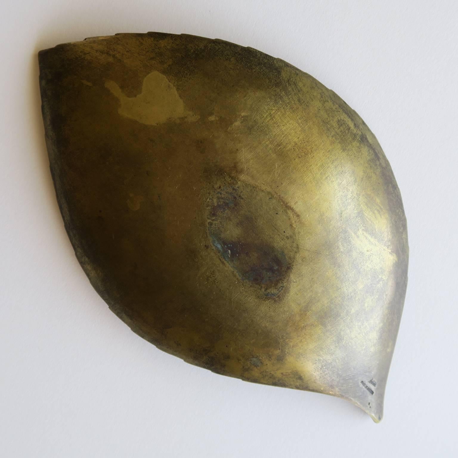 Large Solid Brass Leaf Sculpture by Carl Auböck, 1930s For Sale 2
