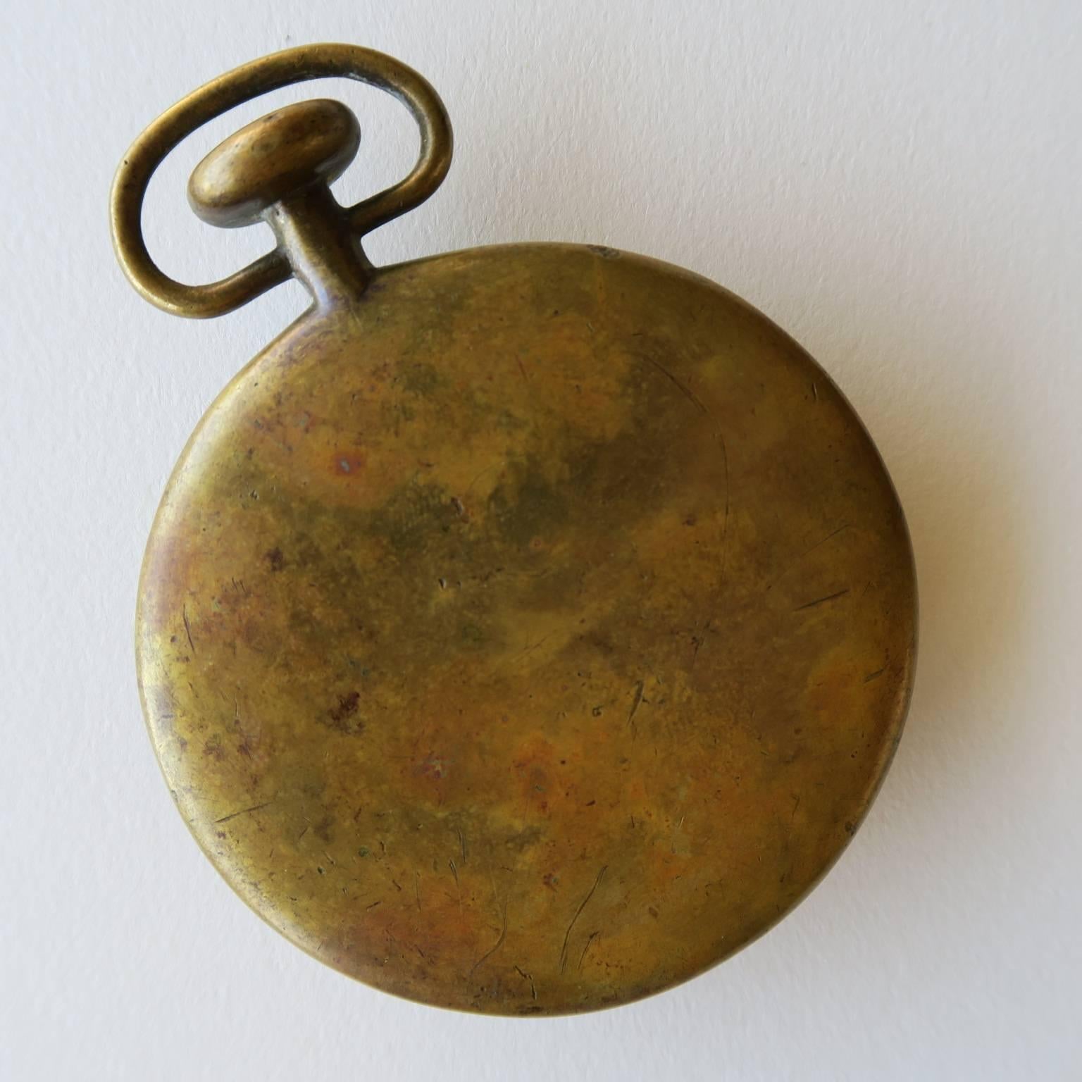 Vintage Solid Brass Pocketwatch Paperweight Bottle Opener by Carl Auböck, 1950s In Good Condition For Sale In Los Angeles, CA