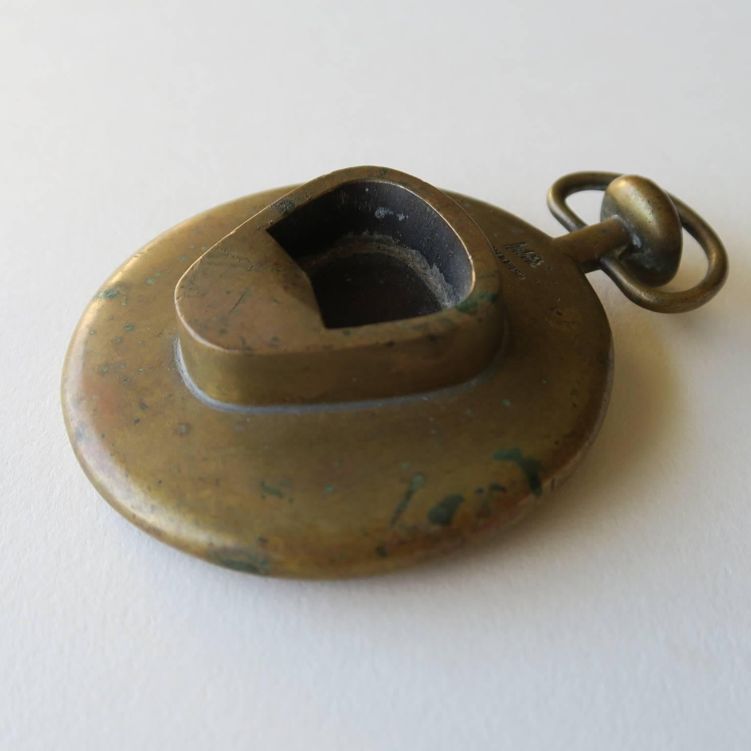Vintage Solid Brass Pocketwatch Paperweight Bottle Opener by Carl Auböck, 1950s For Sale 3