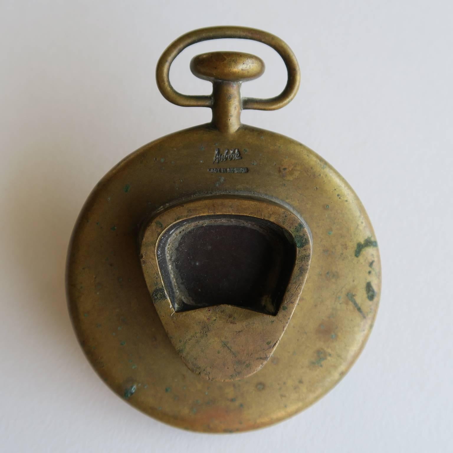 Vintage Solid Brass Pocketwatch Paperweight Bottle Opener by Carl Auböck, 1950s For Sale 4