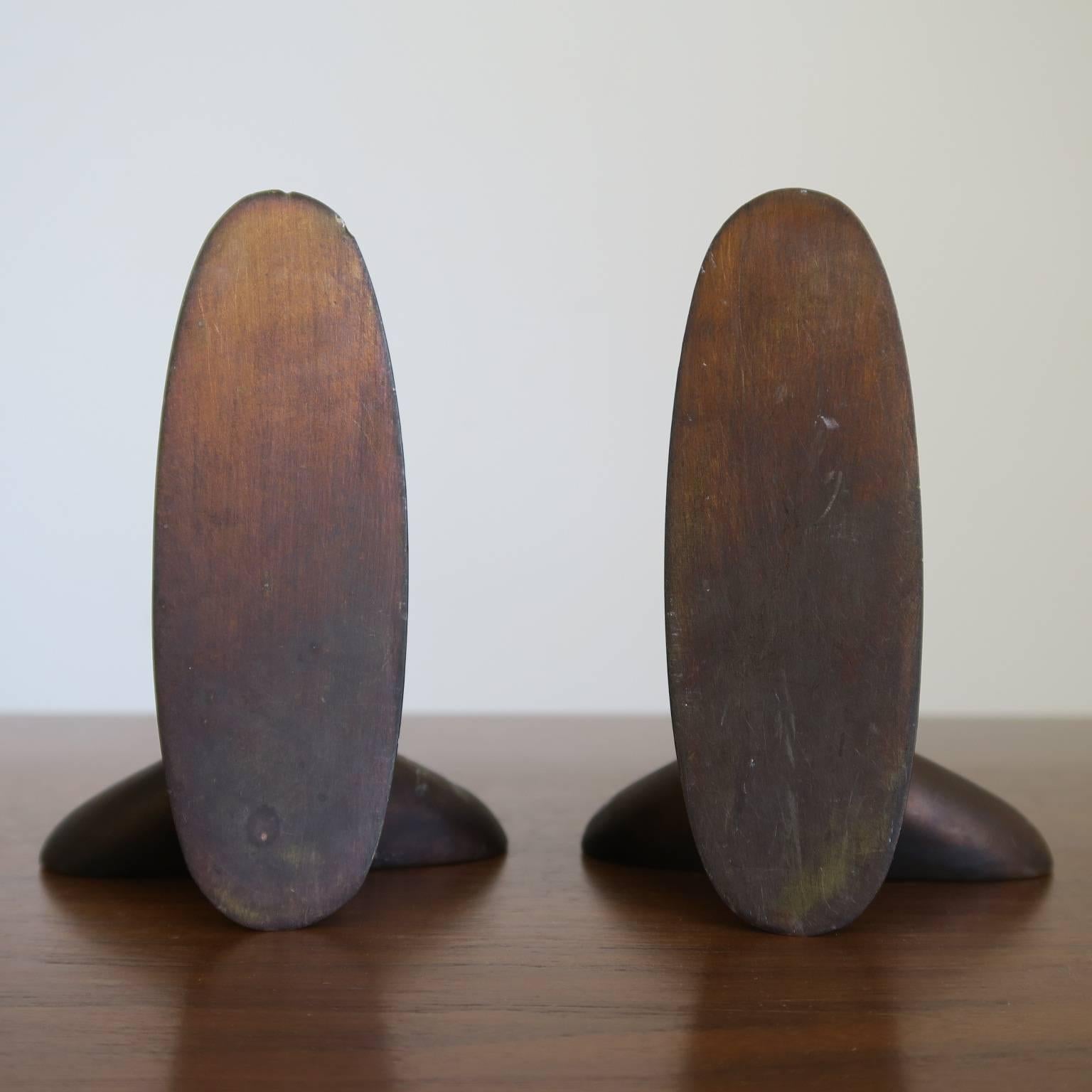 Mid-Century Modern Carl Auböck Vintage Pair Solid Bronze Bookends in Organic Modern Form For Sale
