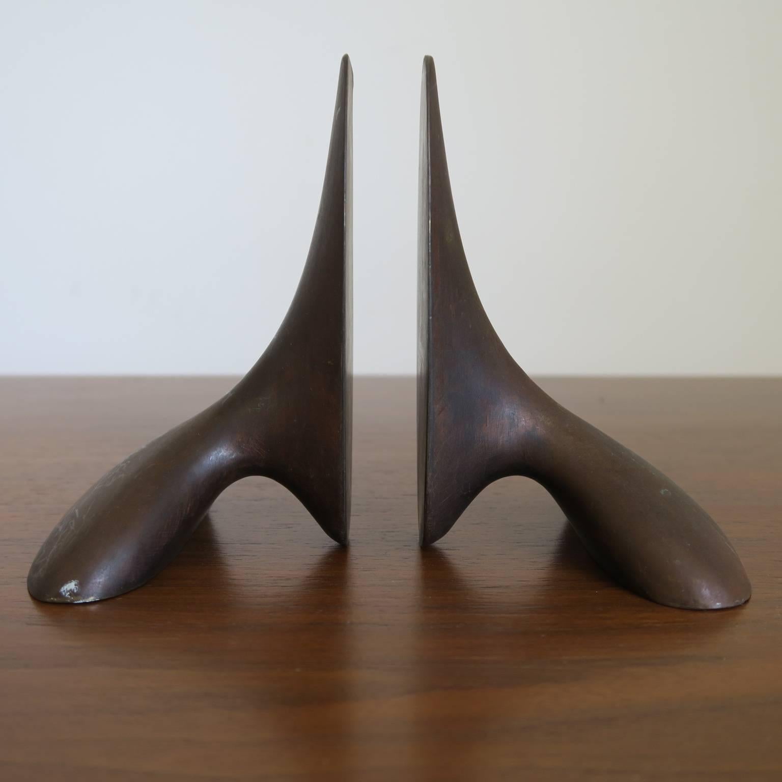 Austrian Carl Auböck Vintage Pair Solid Bronze Bookends in Organic Modern Form For Sale