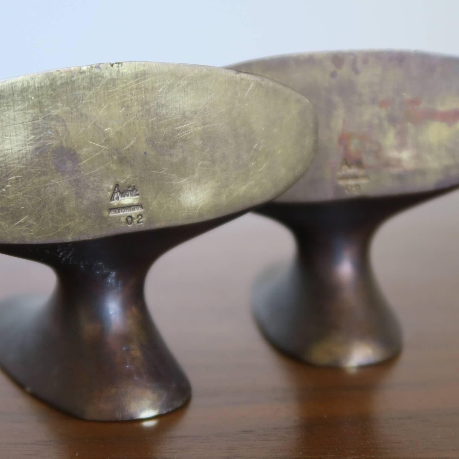 20th Century Carl Auböck Vintage Pair Solid Bronze Bookends in Organic Modern Form For Sale