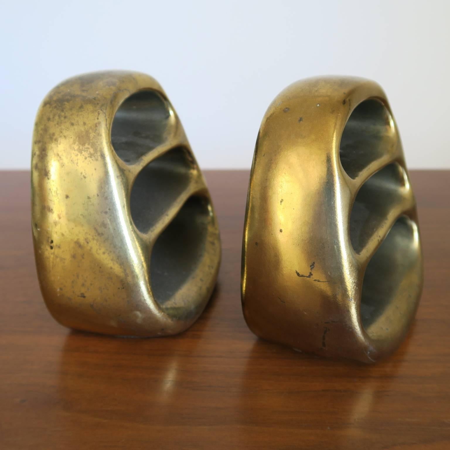 Mid-Century Modern Pair of Brass Bookends by Ben Seibel, 1950s For Sale