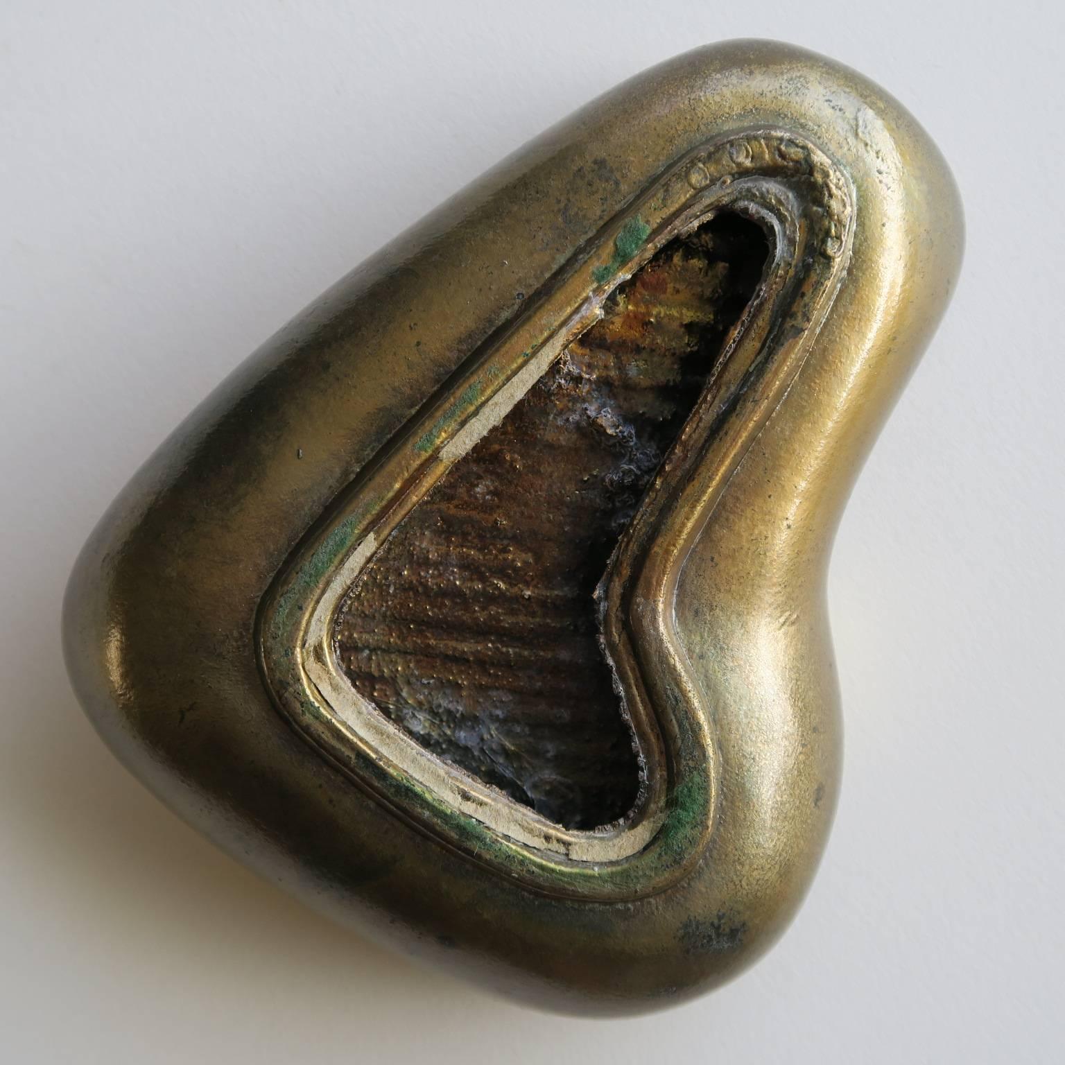 Ben Seibel Decorative Modernist Organic Heart or Kidney Shaped Brass Metal Tray For Sale 1