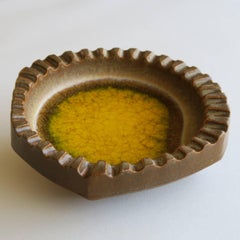 Vintage Modern Ceramic Dish with Melted Yellow Glass by Robert Maxwell, 1970s