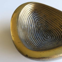 Ben Seibel Vintage Modern Decorative Brass Plated Metal Tray with Circles Design