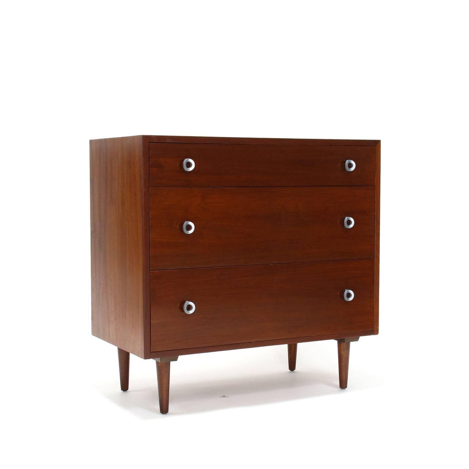 Greta Grossman Rosewood Three-Drawer Chest, Glenn of California 1950s For Sale 1