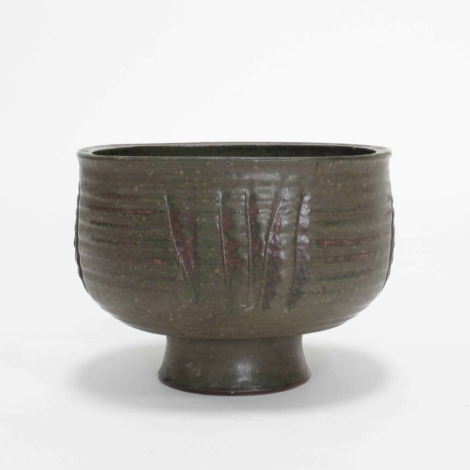 Glazed Laura Andreson 'Footed Bowl' Ceramic, 1956 For Sale