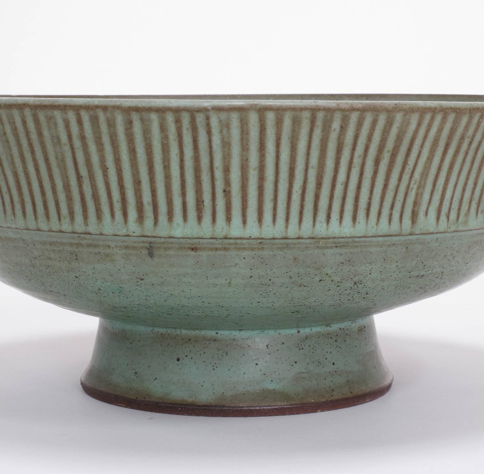 Glazed Laura Andreson 'Footed Bowl' Ceramic, 1953 For Sale