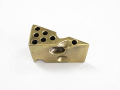 Large Brass Wedge of Swiss Cheese Design Object