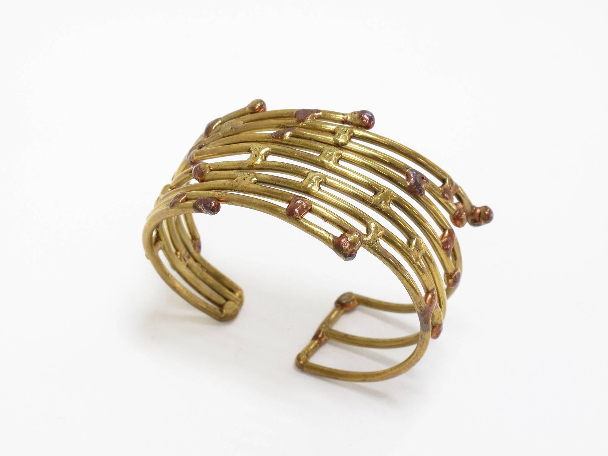 American Handmade Vintage Copper and Brass Cuff Bracelet For Sale