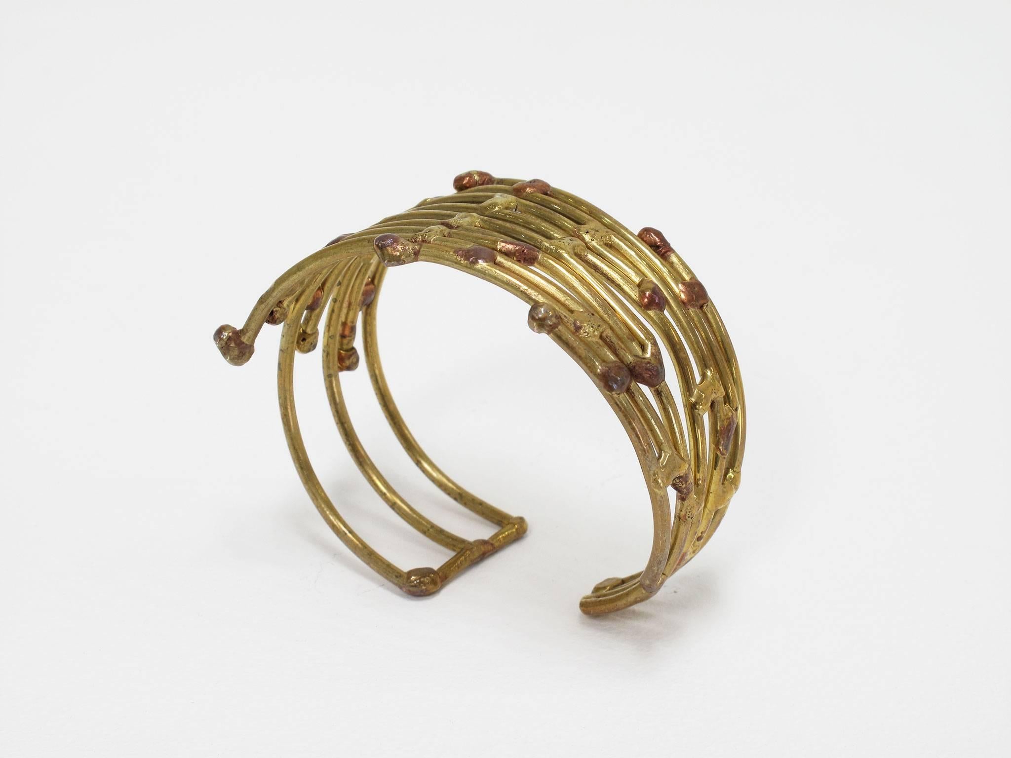 Handmade Vintage Copper and Brass Cuff Bracelet In Good Condition For Sale In Los Angeles, CA