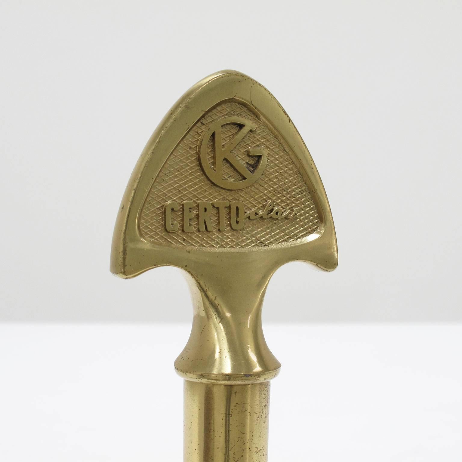 Carl Auböck Bottle Opener Corkscrew Key Vintage Solid Brass Bar Tool For Sale 1