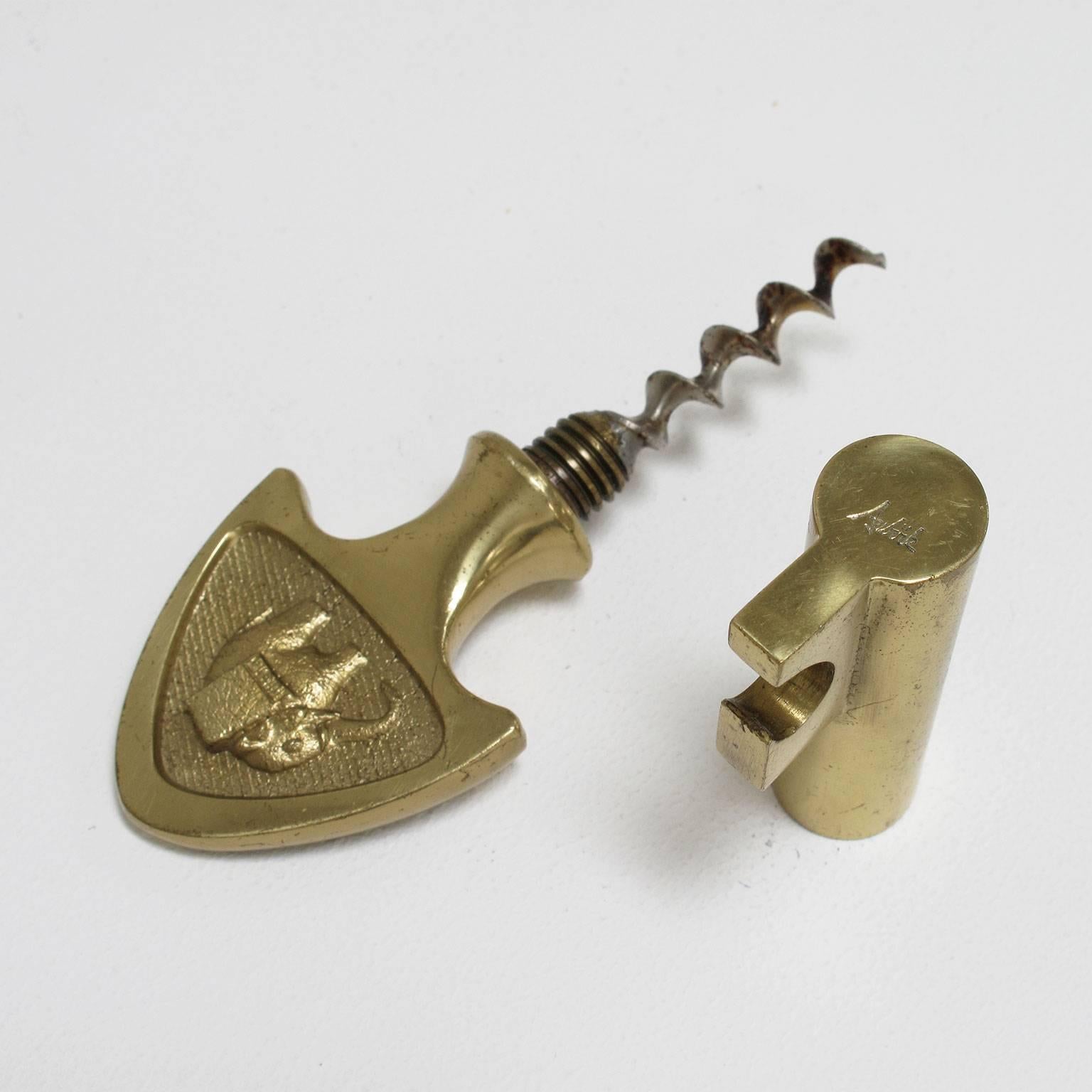 Carl Auböck Bottle Opener Corkscrew Key Vintage Solid Brass Bar Tool For Sale 3