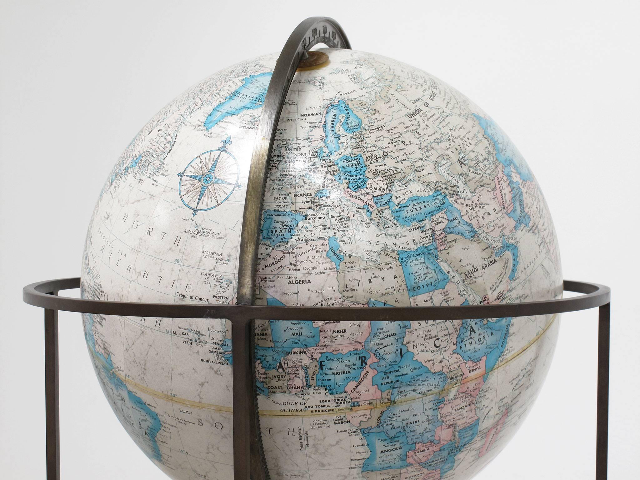 World Globe on Bronze Floor Stand at 1stDibs