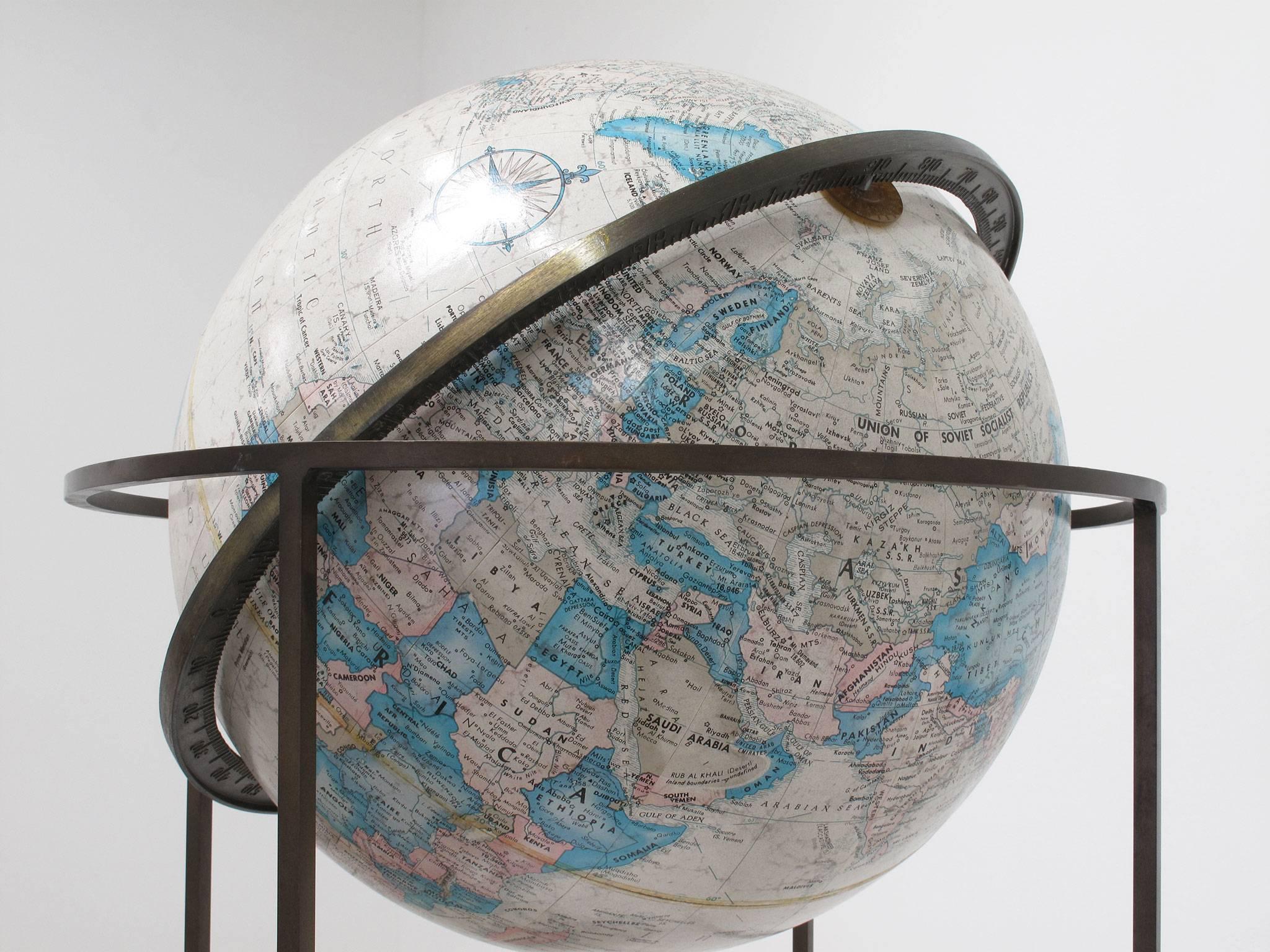 World Globe on Bronze Floor Stand at 1stDibs