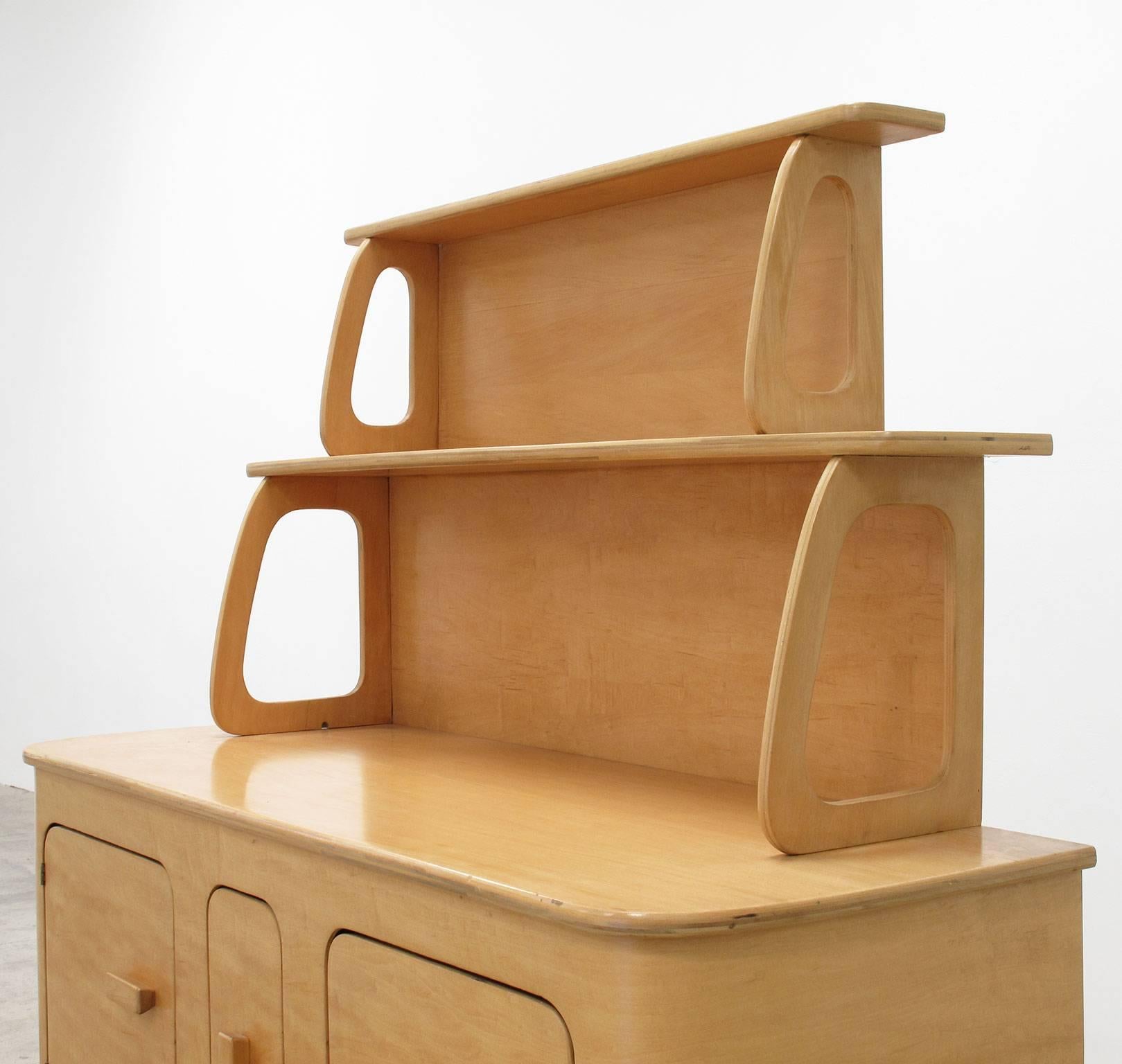 Mid-Century Modern Thaden-Jordan Birch Plywood Sideboard, 1950s For Sale