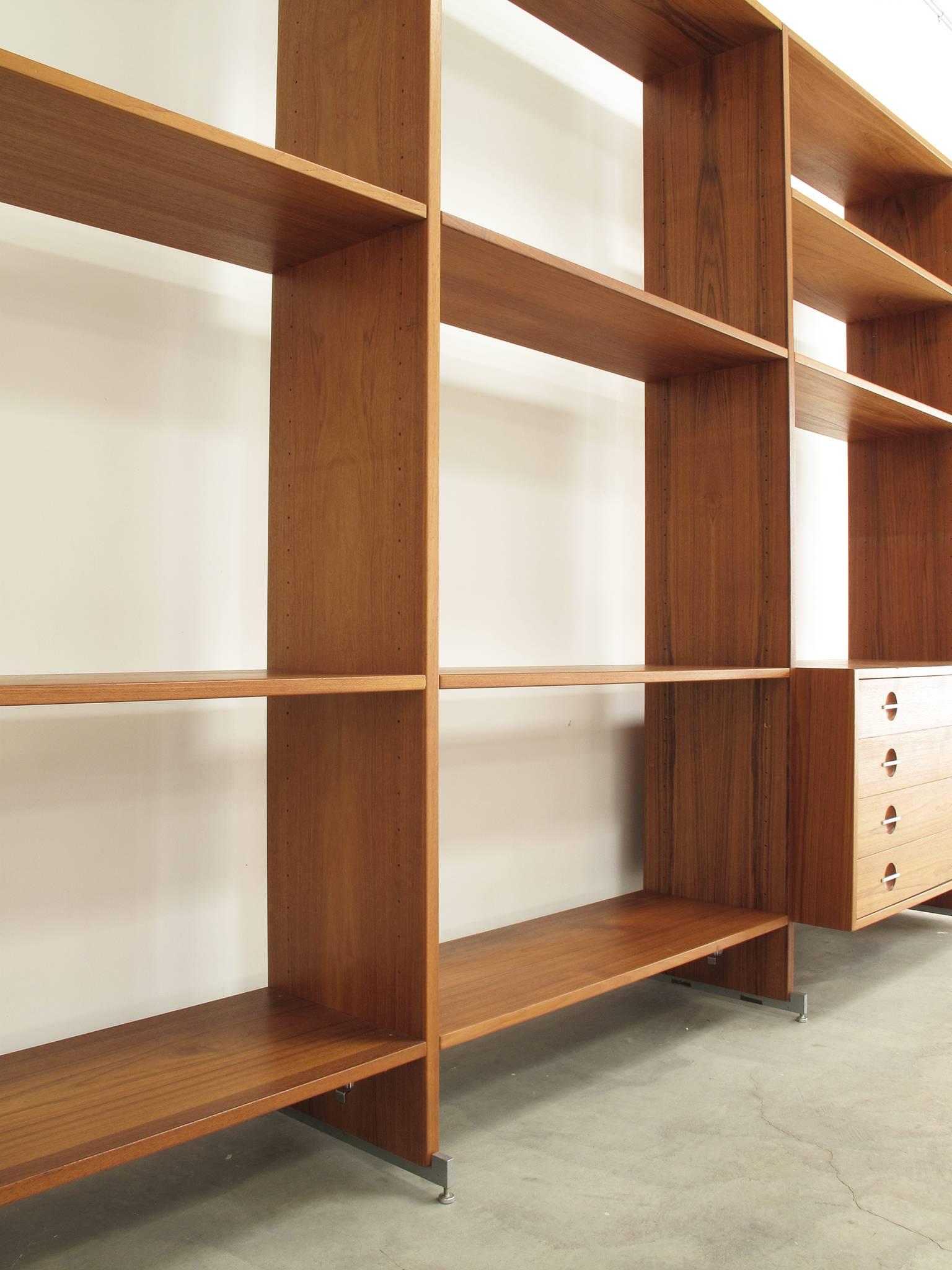 Hans Wegner Freestanding Teak Bookcase Wall Unit Shelving System, Denmark 1969 1