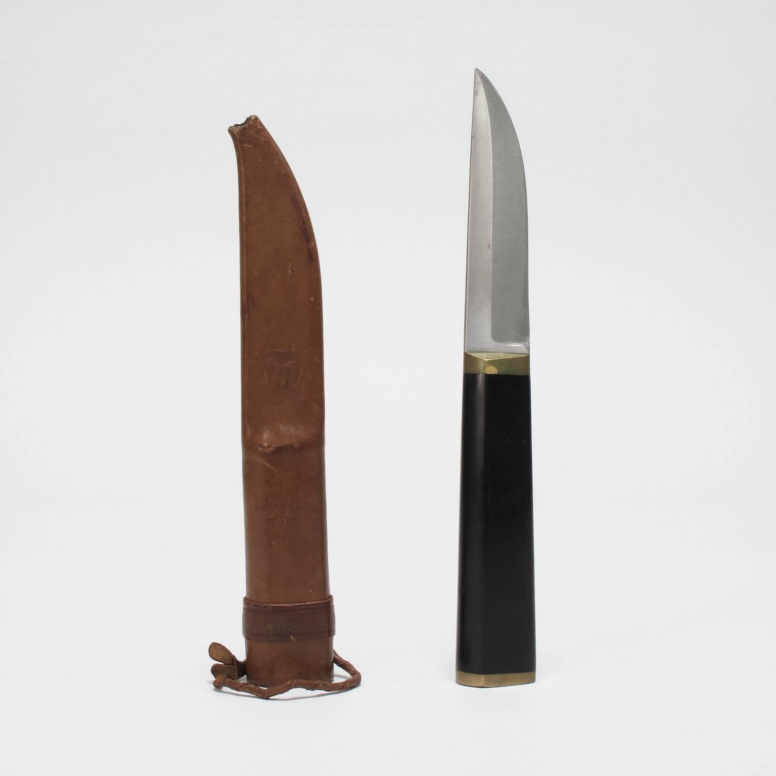 Finnish Tapio Wirkkala 'Puukko' Knife and Leather Sheath, 1960s For Sale