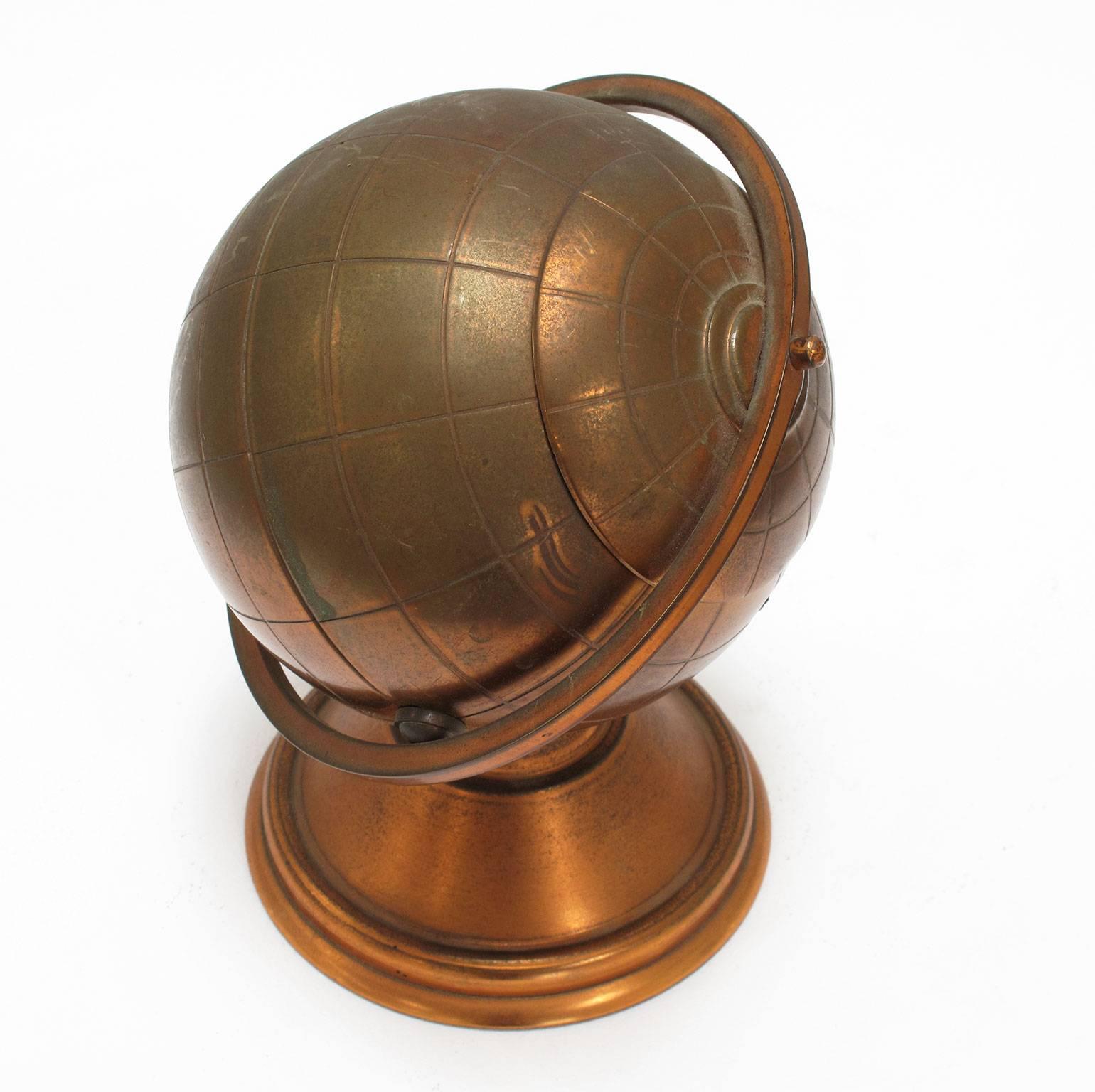American Vintage Copper Globe Decorative Object with Hidden Compartment
