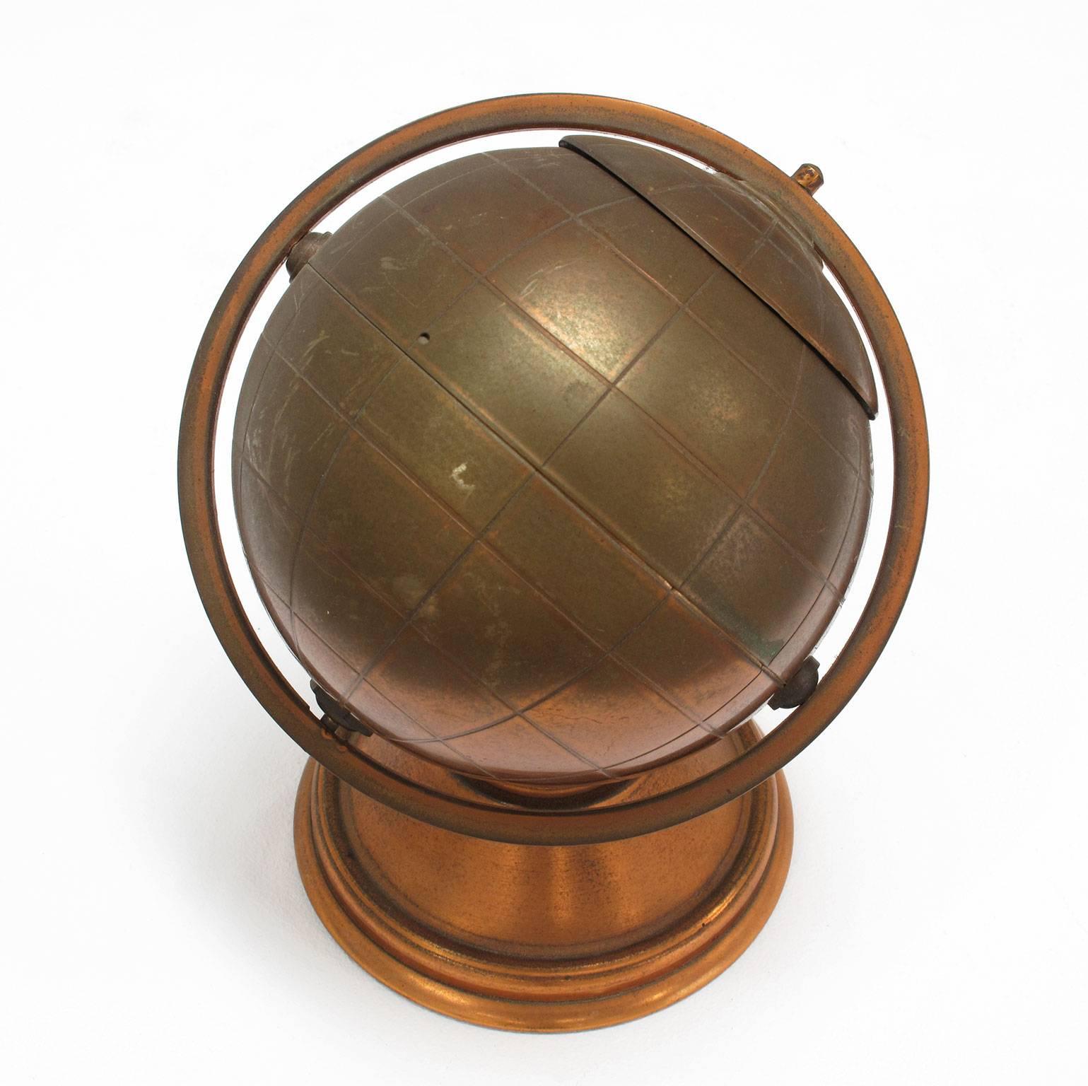Mid-Century Modern Vintage Copper Globe Decorative Object with Hidden Compartment
