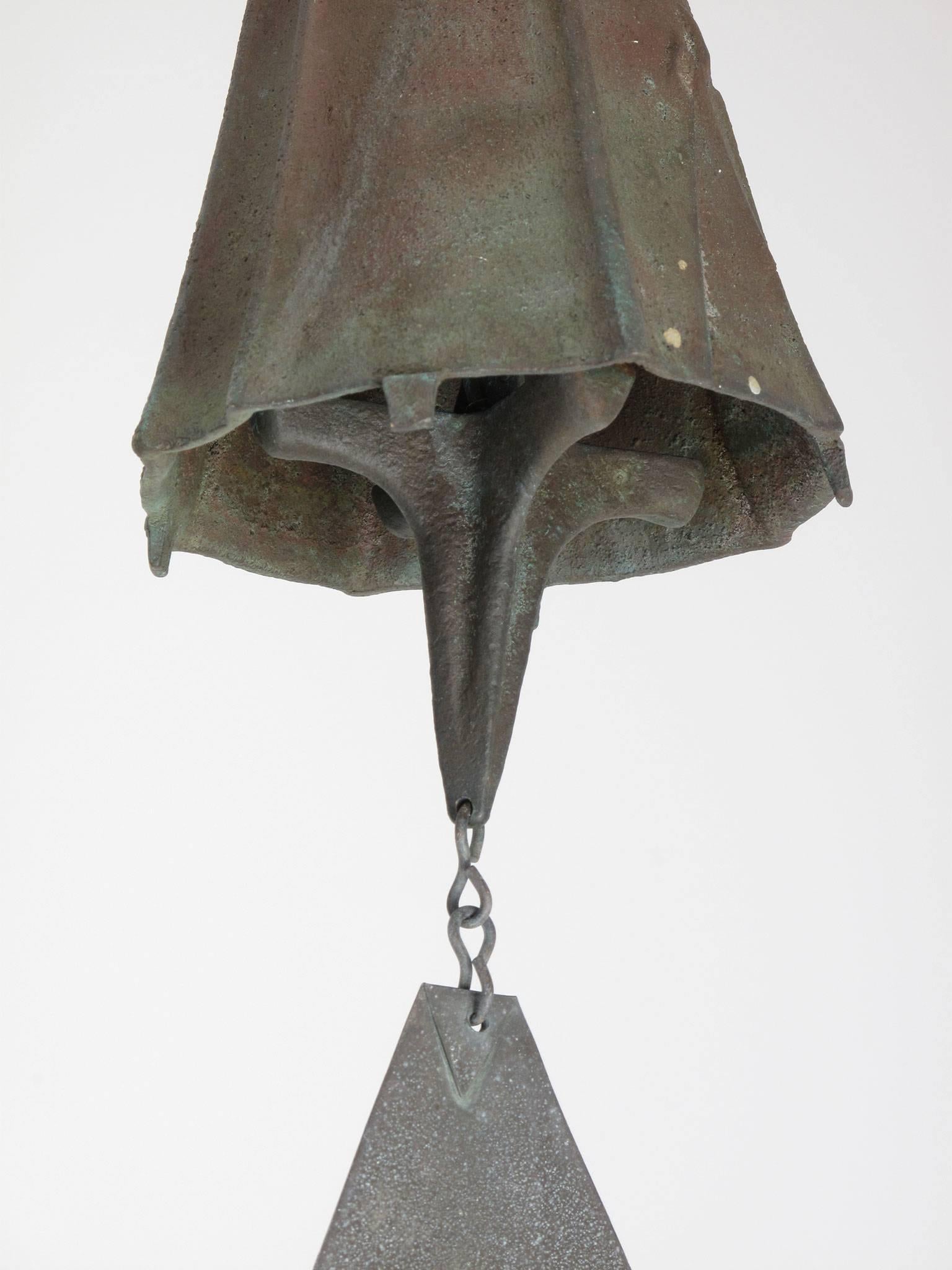 Cast Paolo Soleri Bronze Wind Chime Bell, 1970s Vintage Brutalist Modern For Sale