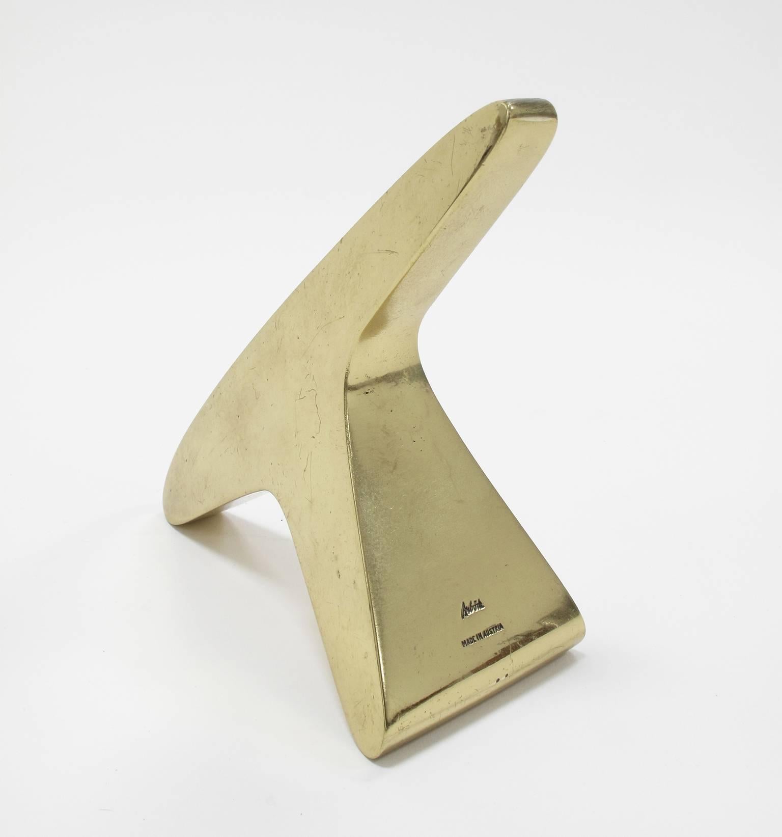 Mid-Century Modern Carl Auböck Vintage Pair of Solid Brass Bookends in Organic Modern Form For Sale