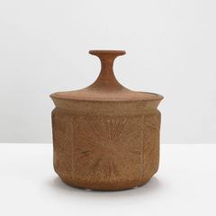 Robert Maxwell 'Sunburst' Design Ceramic Pot with Lid, 1960s