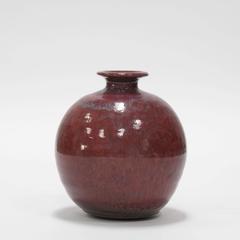 David Cressey Ceramic Vase, Glazed Crimson Red, Earthgender Ceramics, 1970s