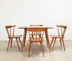 Vintage Solid Wood Dining Set of Four Chairs and One Table by Paul McCobb, 1950s