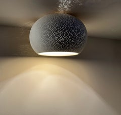 Claylight 15" Flush Mount- Dot: Handmade, Sculptural Ceiling Light