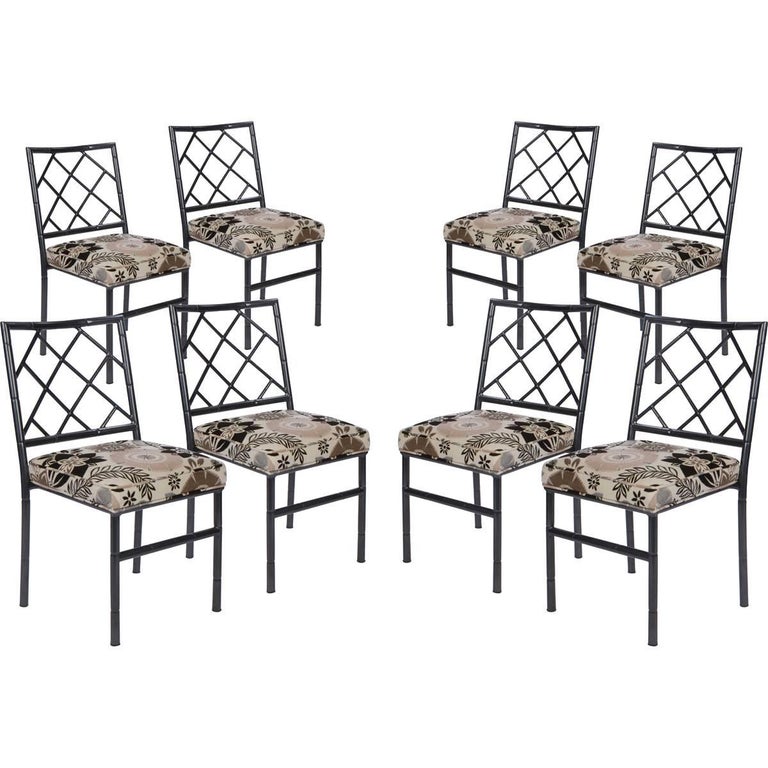 Set of Eight Cast Metal Bamboo Dining Chairs at 1stDibs