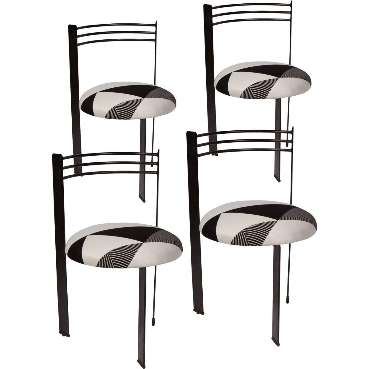 Set of Four 1980s, Memphis Style Dining Chairs