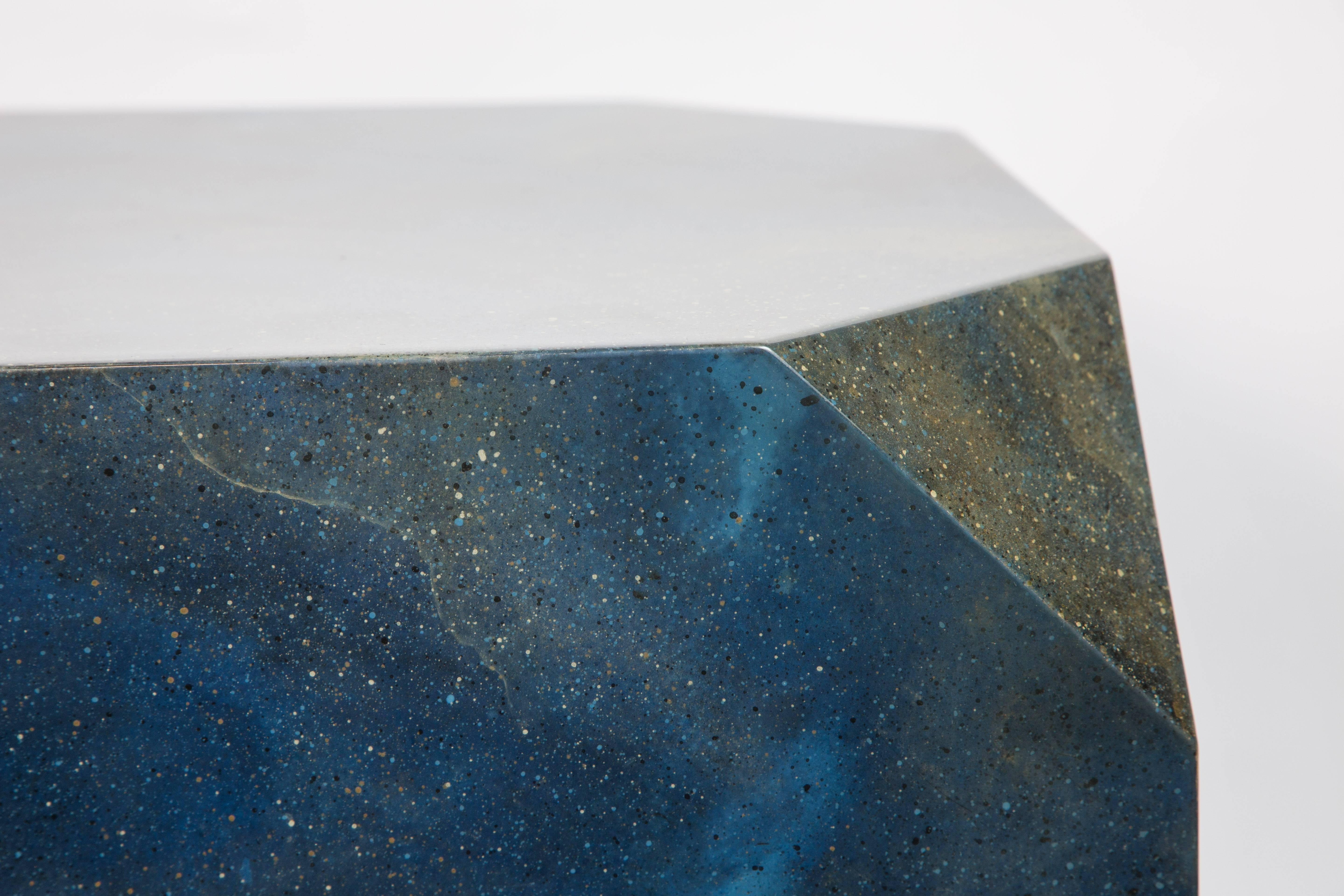 20th Century Faceted Lapis Lazuli Blue Resin Side Table