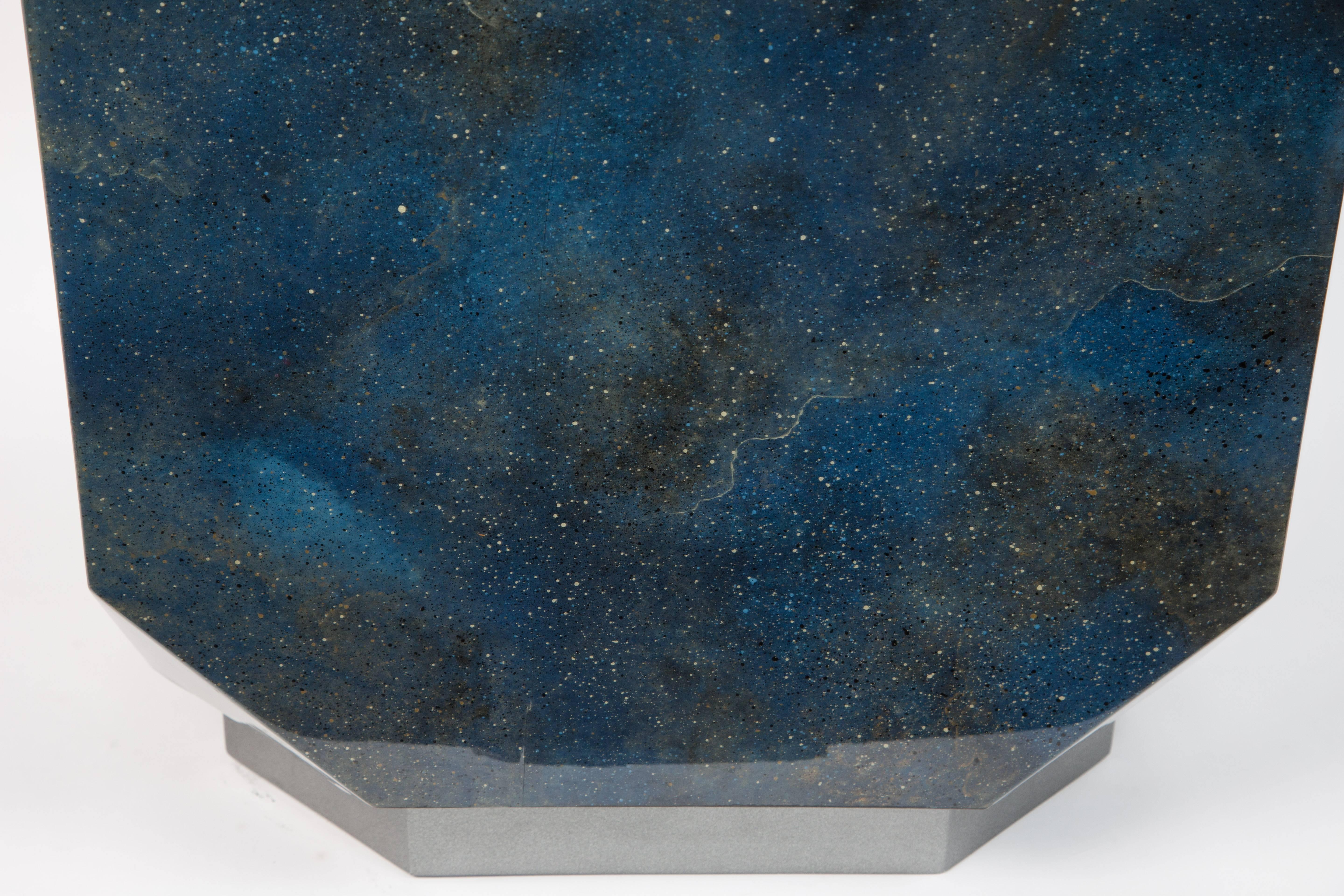 Faceted Lapis Lazuli Blue Resin Side Table 1
