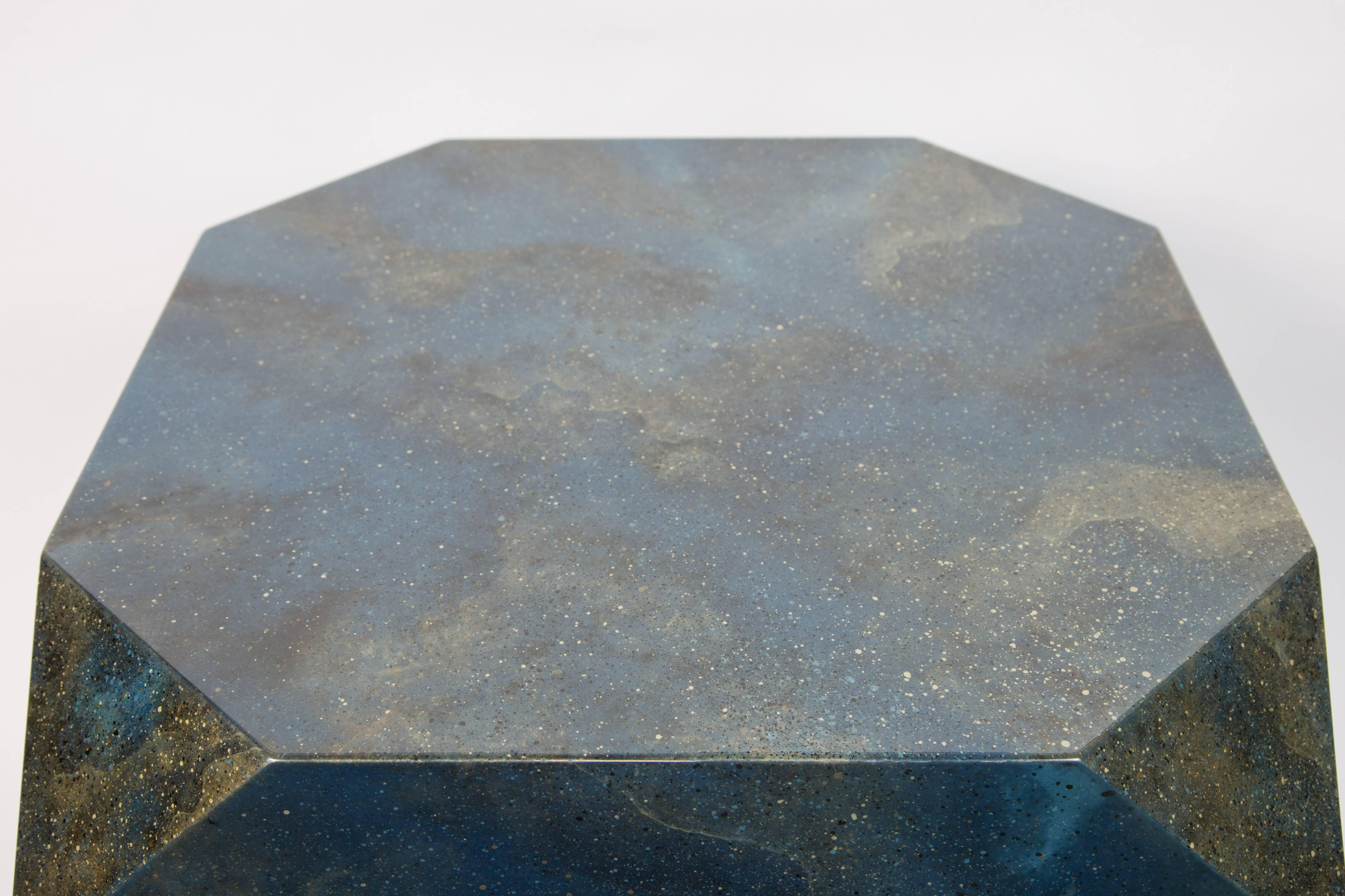 Faceted Lapis Lazuli Blue Resin Side Table 2