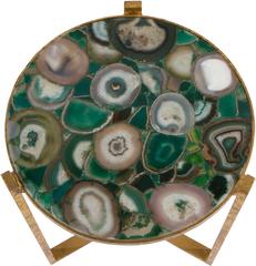 Pair of French Gilt Iron and Agate Side Tables, circa 1940s