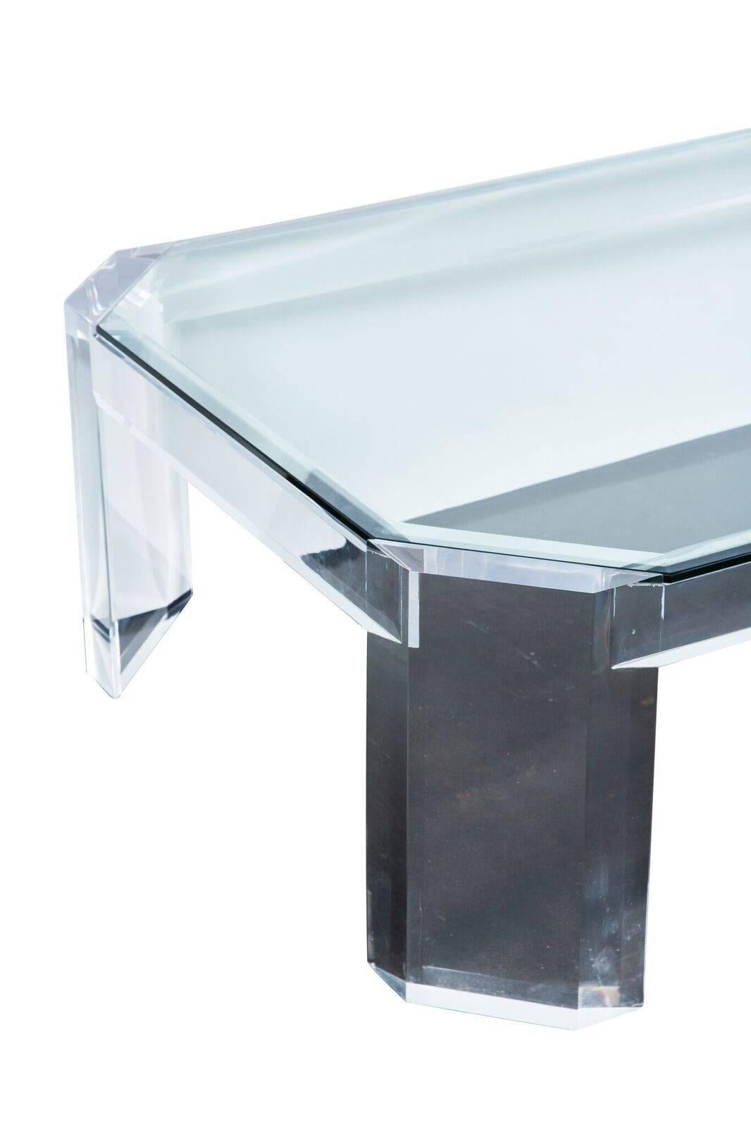 American 1970s Lucite Coffee Table Attributed to Charles Hollis Jones
