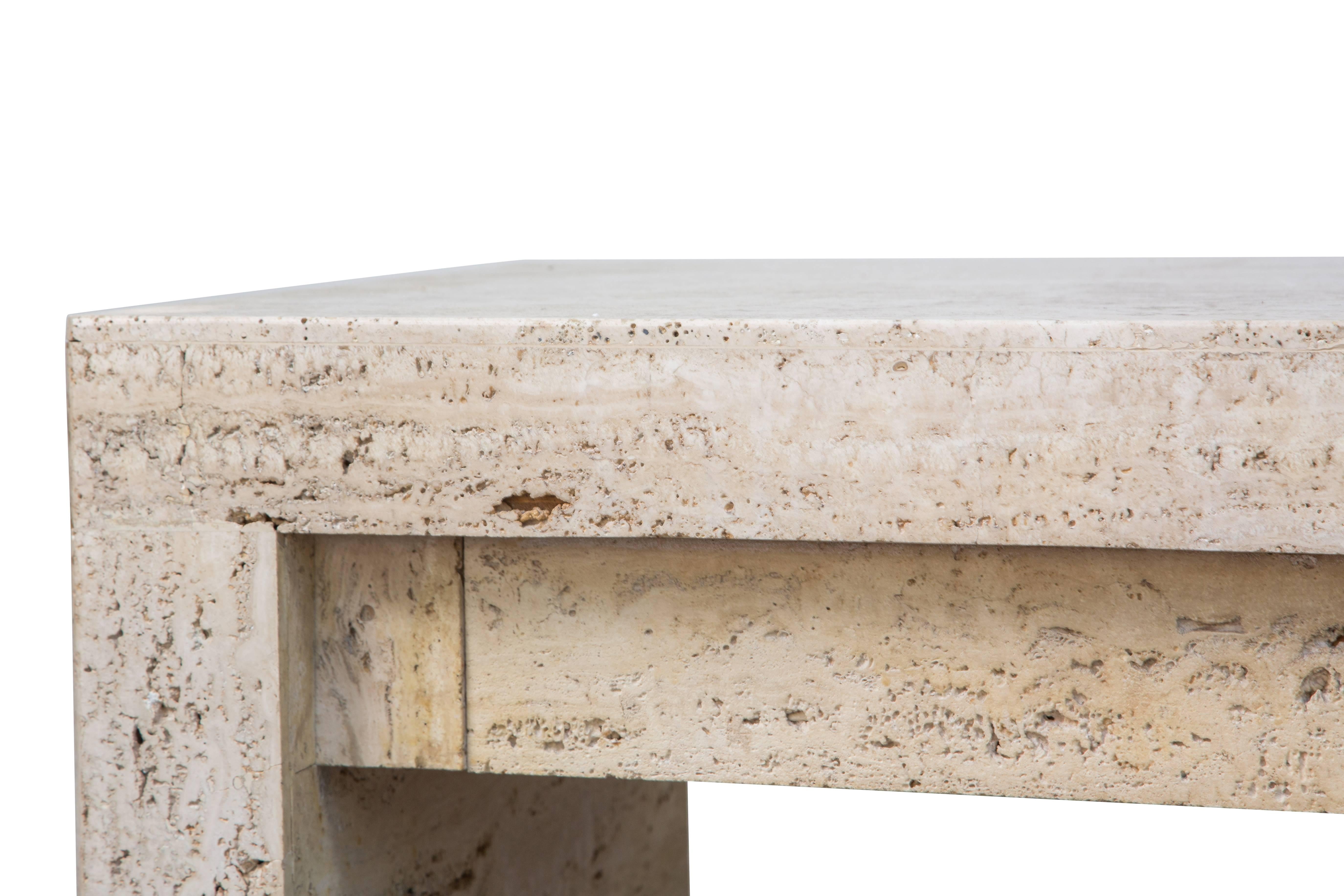 American Travertine Desk or Console Attributed to Michael Taylor, Late 1970s