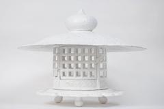 Monumental 1960s Cast Iron Pagoda in White Lacquer