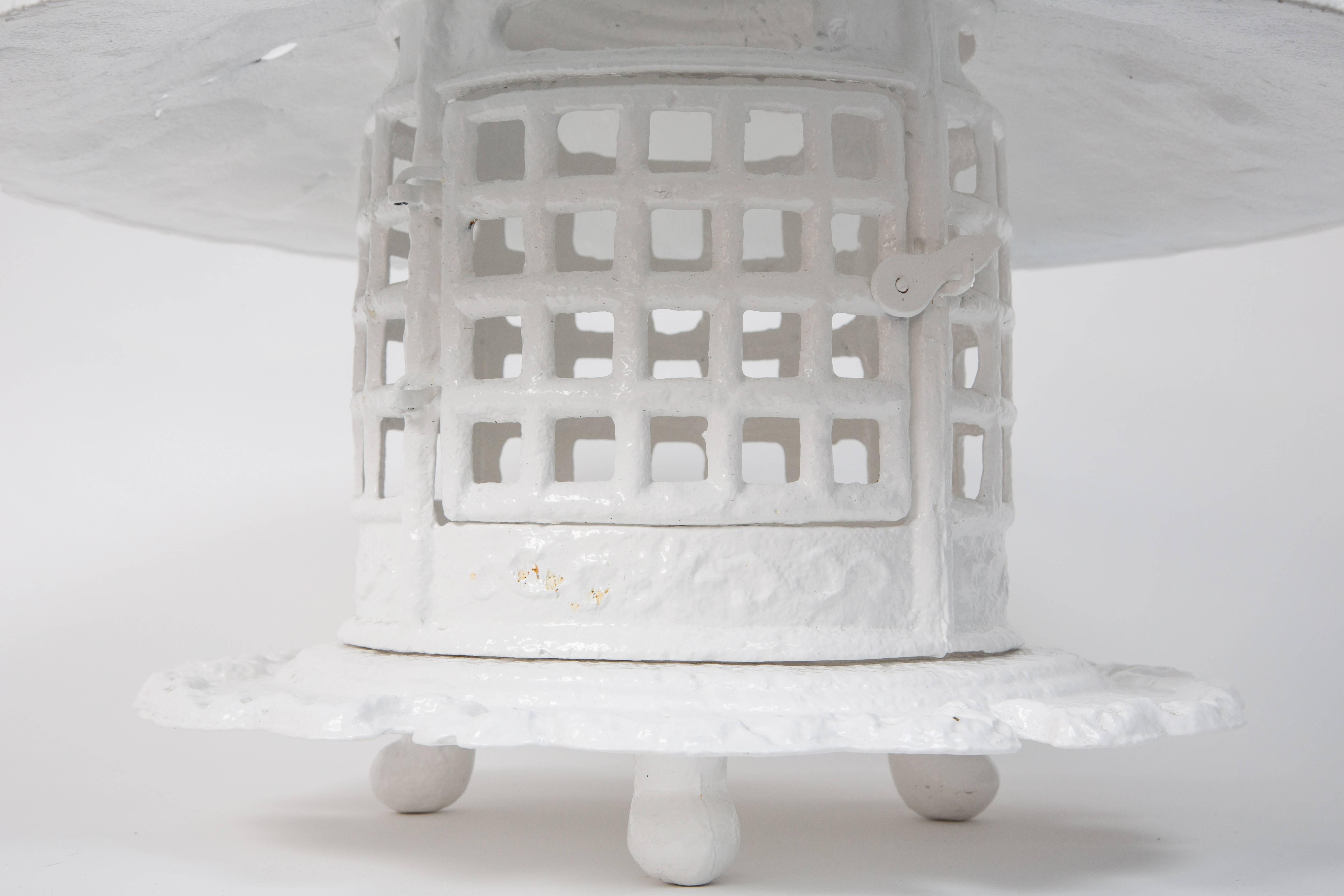Mid-Century Modern Monumental 1960s Cast Iron Pagoda in White Lacquer