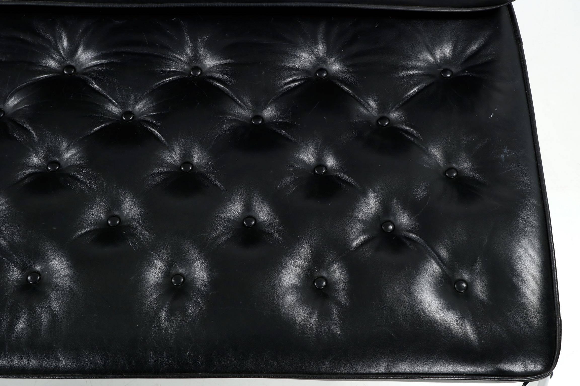Marcel Breuer F40 Nickeled Tubular Cantilever Black Leather Sofa Settee 1
