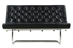 Marcel Breuer F40 Cantilever tubolare nichelato in pelle nera Divano Settee