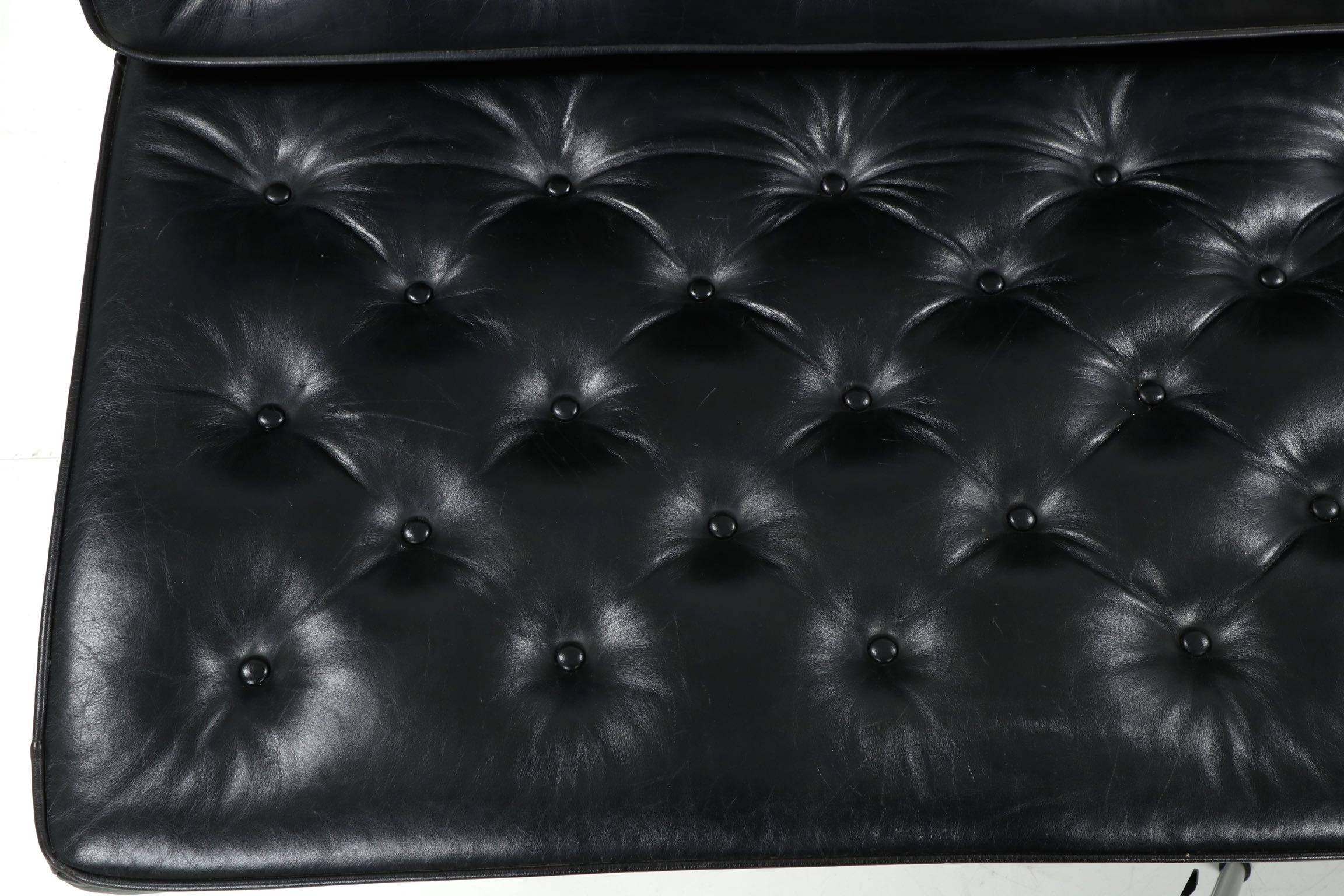 Marcel Breuer F40 Nickeled Tubular Cantilever Black Leather Sofa Settee 2