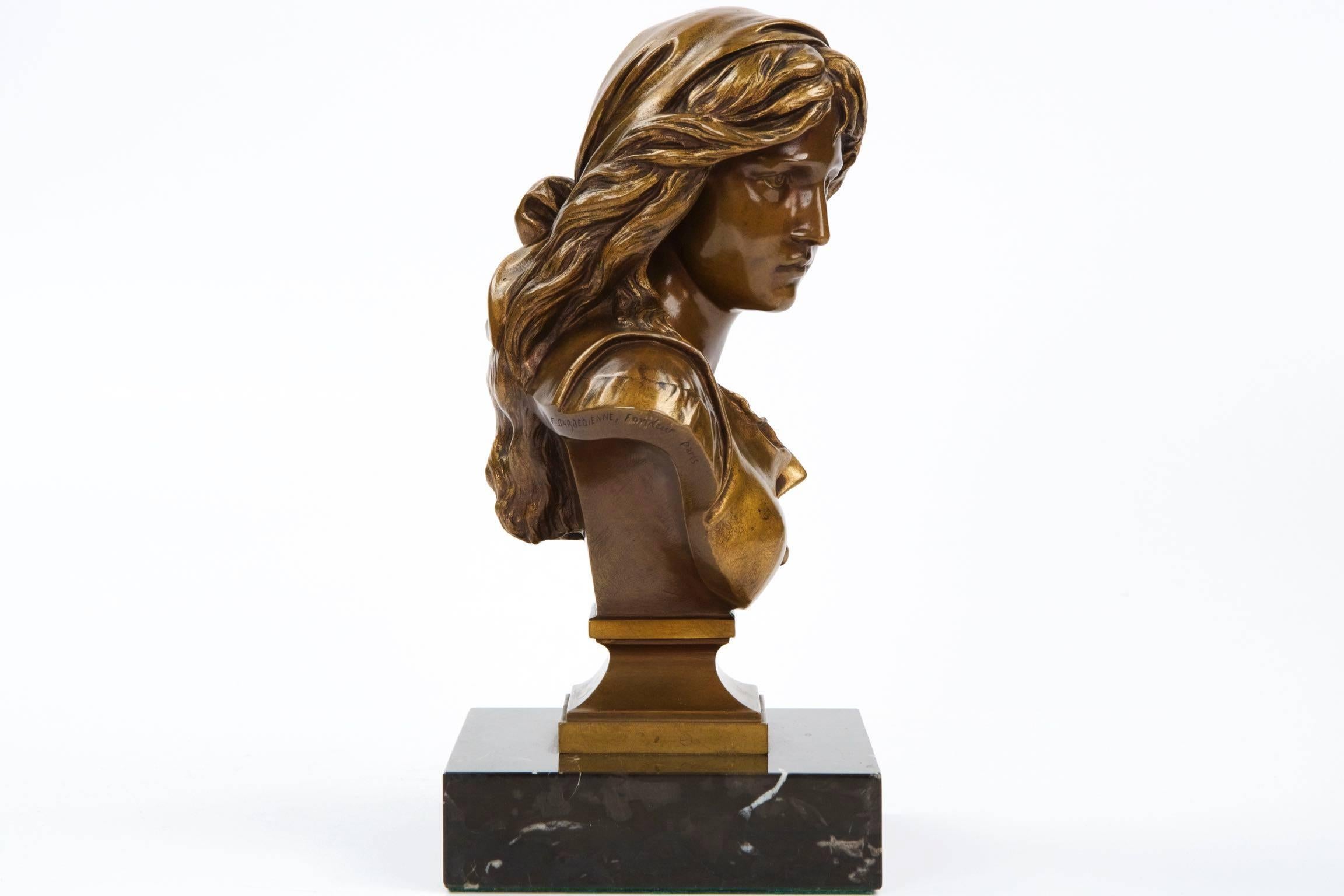 Eugene Aizelin Bronze Sculpture Bust of Mignon, Barbedienne In Excellent Condition In Shippensburg, PA