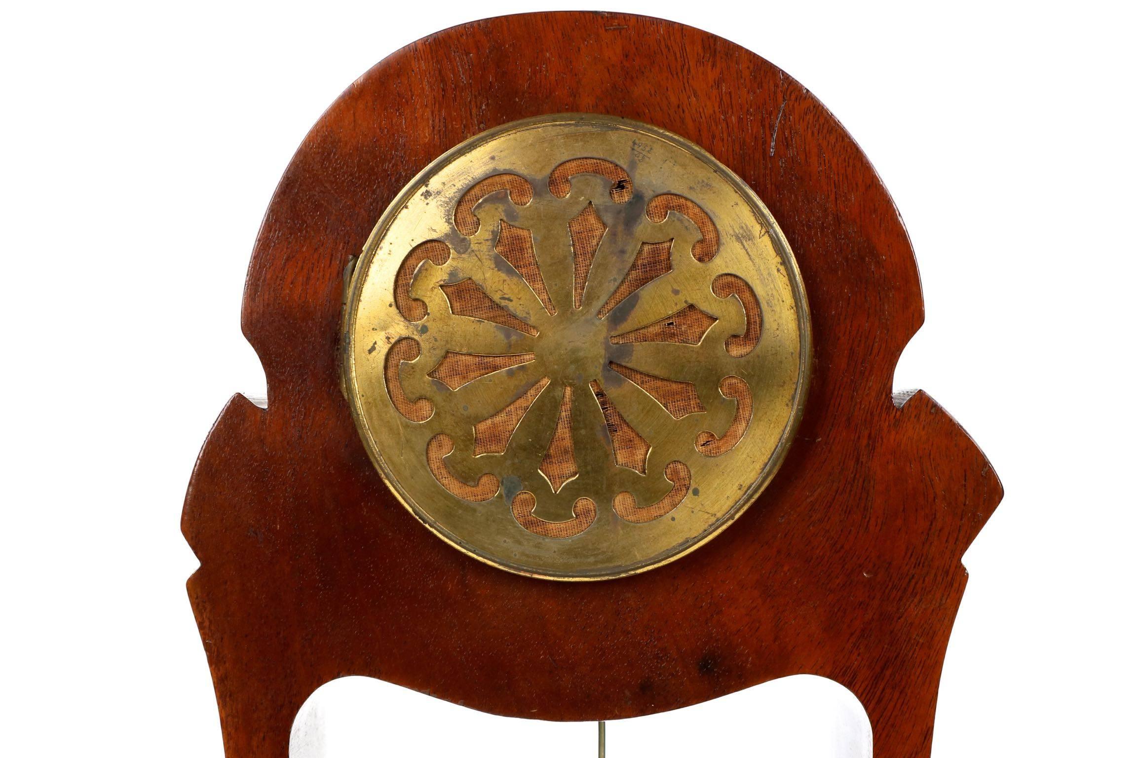 Maurice Dufrène Art Nouveau Carved Mahogany Table Mantel Clock, Marti 1