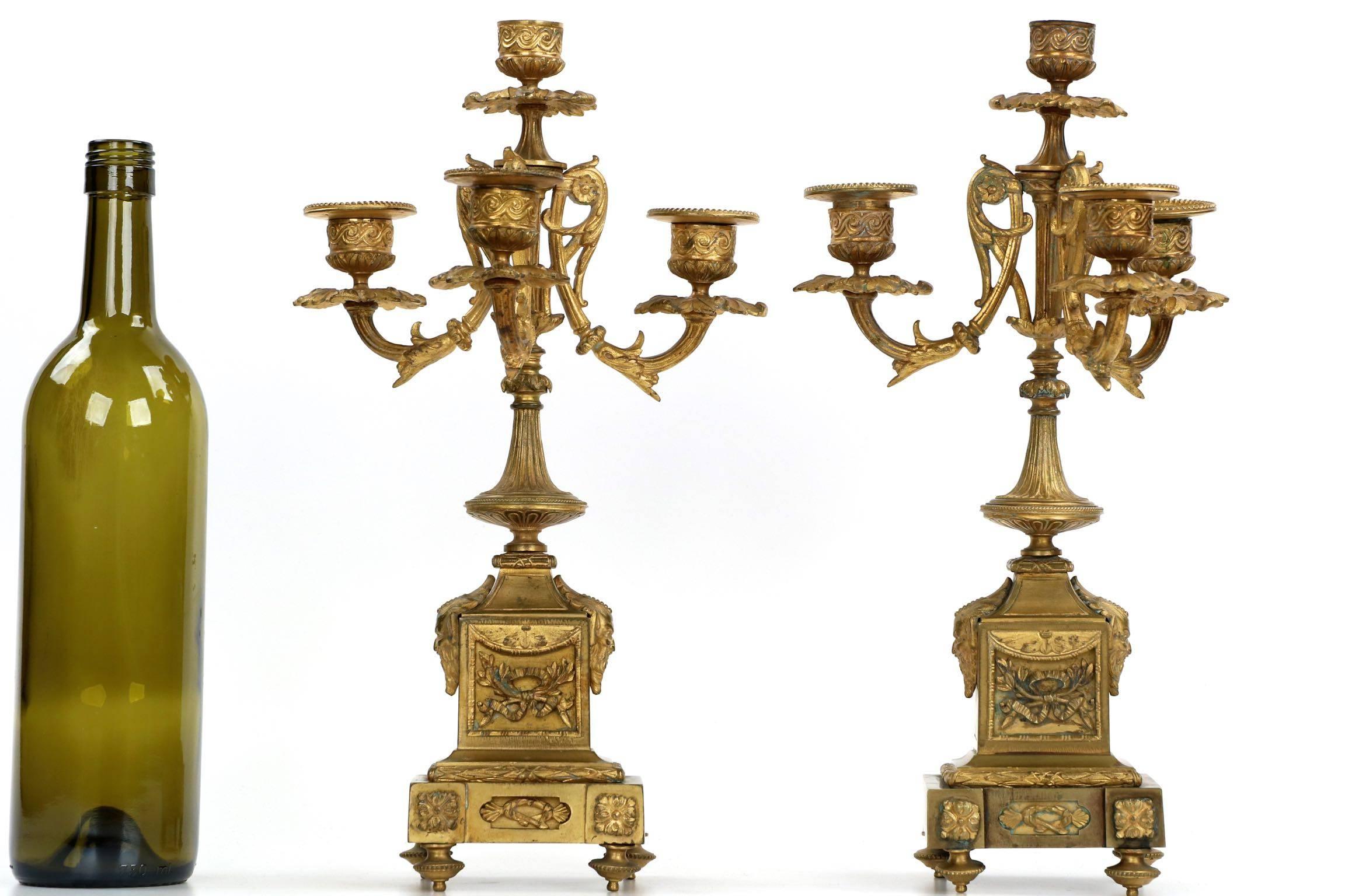 This petite pair of four-light candelabra are a most handsome and finely cast lighting element from the fourth quarter of the 19th century. Each is stamped verso “H. Picard” for Henri Picard, an important and highly regarded bronzier active in