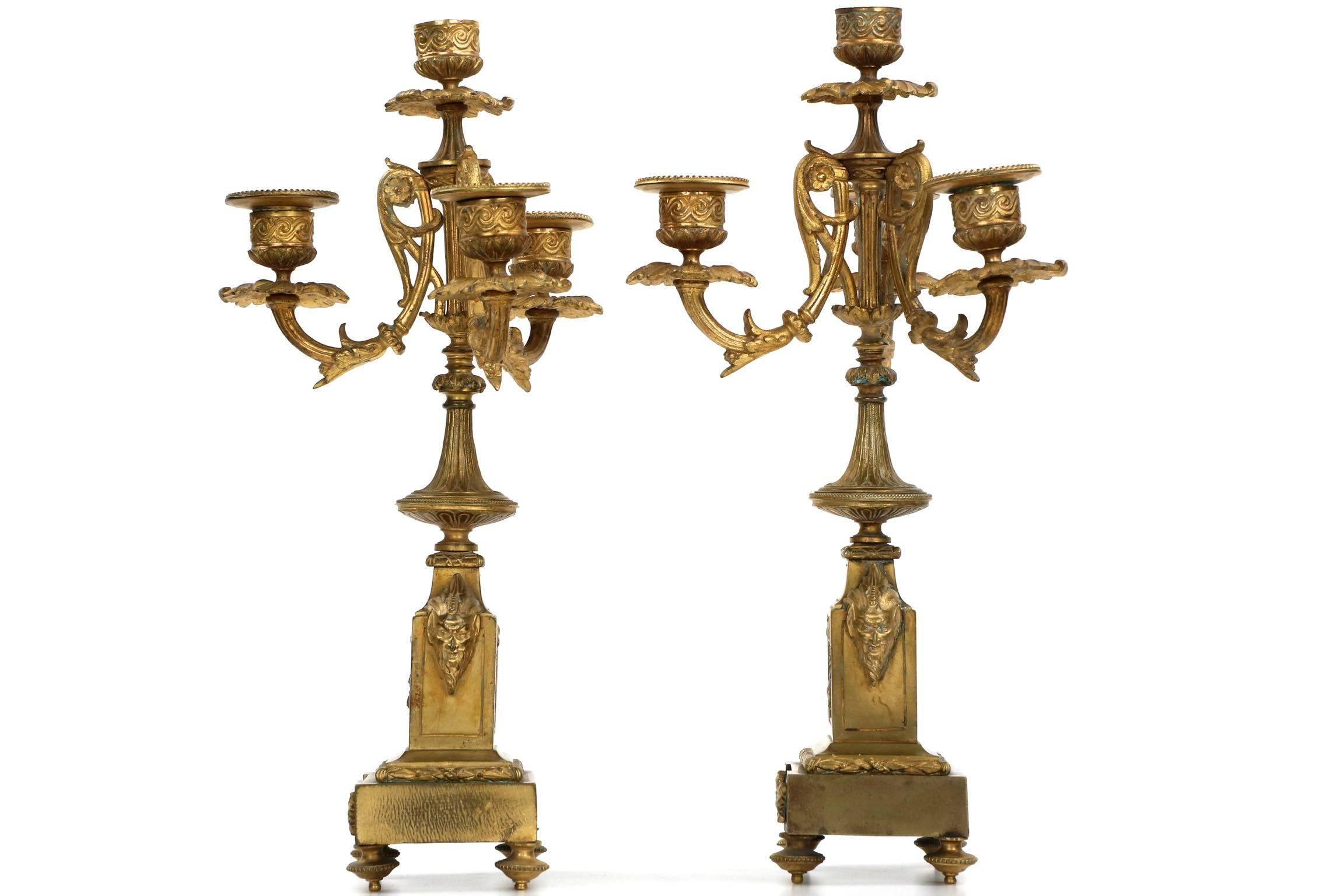 Pair of French Louis XVI Gilt Bronze Candelabra by Henri Picard, circa 1880 In Good Condition In Shippensburg, PA